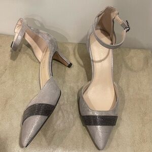 Pelle Moda Gray Ankle Strap Heels